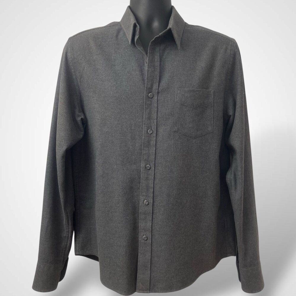 Untuckit Sherwood Shirt Gray Flannel Men M Slim Fit Long Sleeve Button-Up Cotton